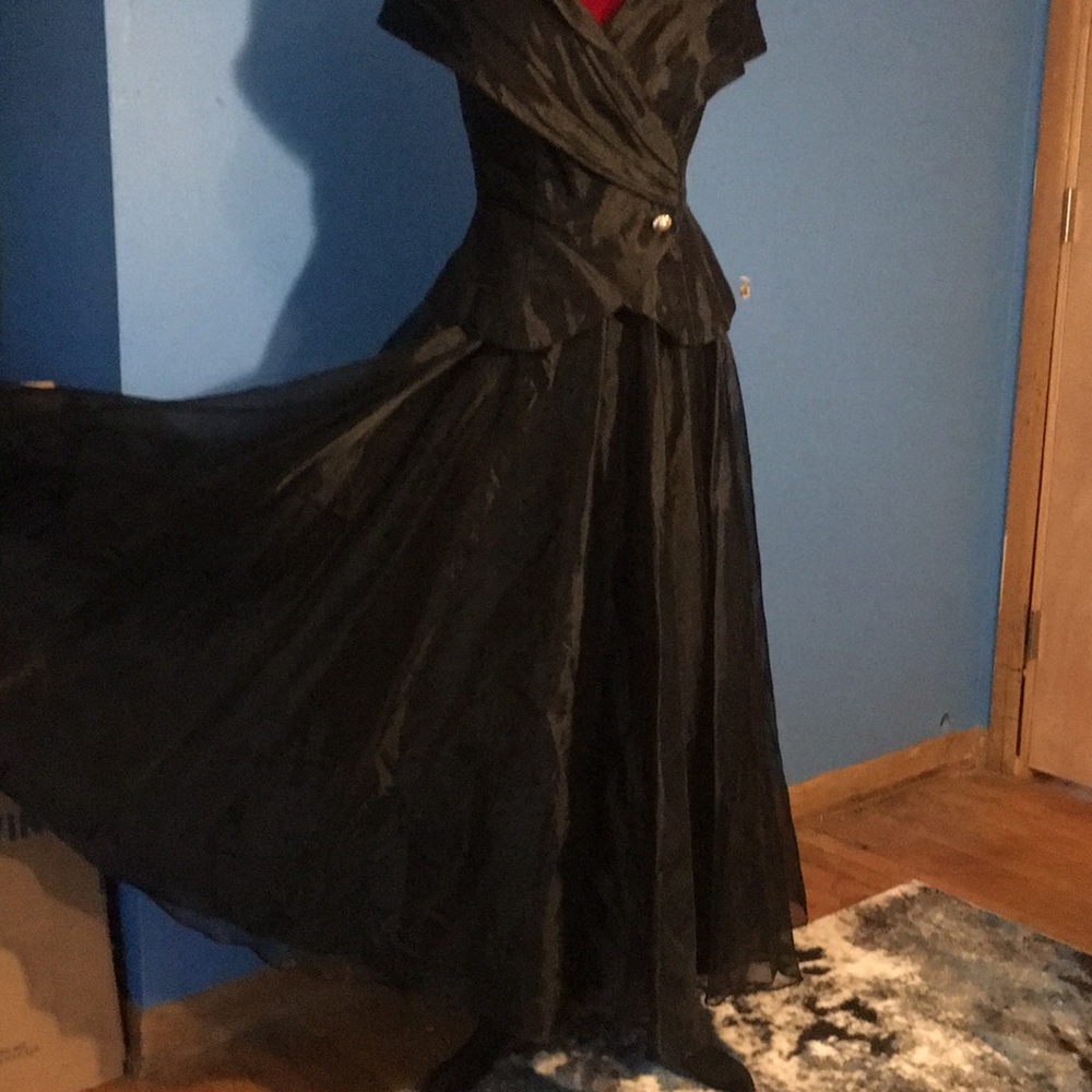 Vintage black ensemble. Polyester/acetate - Picture 3 of 3